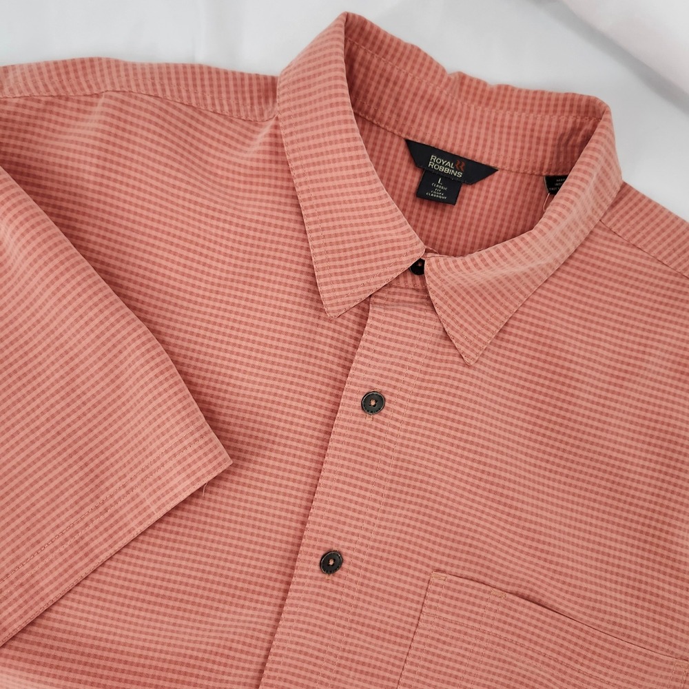 Royal Robbins Mens Orange Camp Shirt Size L Hiking Travel Outdoors Granola